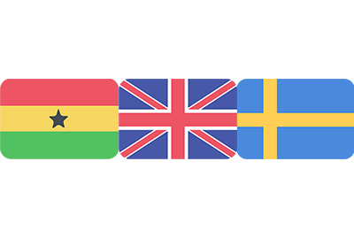 Ghana + UK + Sweden Flags